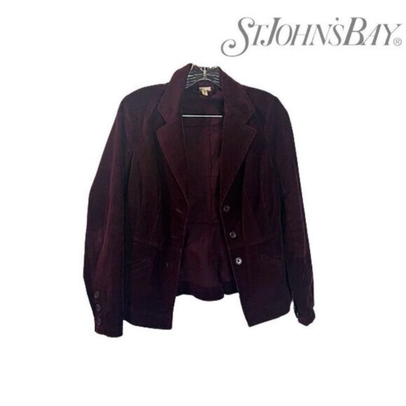 St.‎ Johns Bay Women Corduroy Long Sleeve Button Collared Stretch Petite jacket - Picture 1 of 6